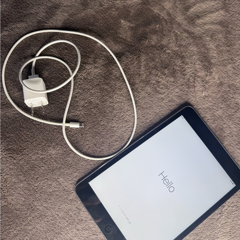 Apple Gray Tablet with White Charger